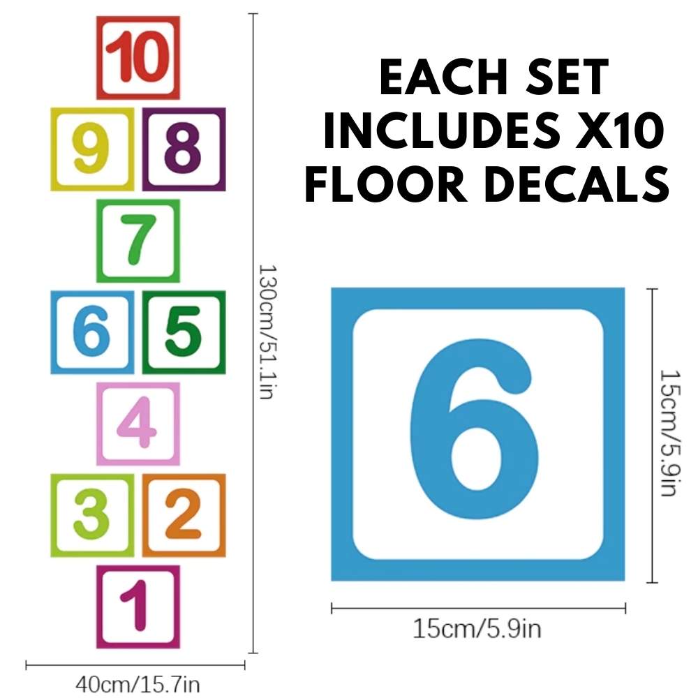 Hopscotch Floor Decals dimensions and specifications