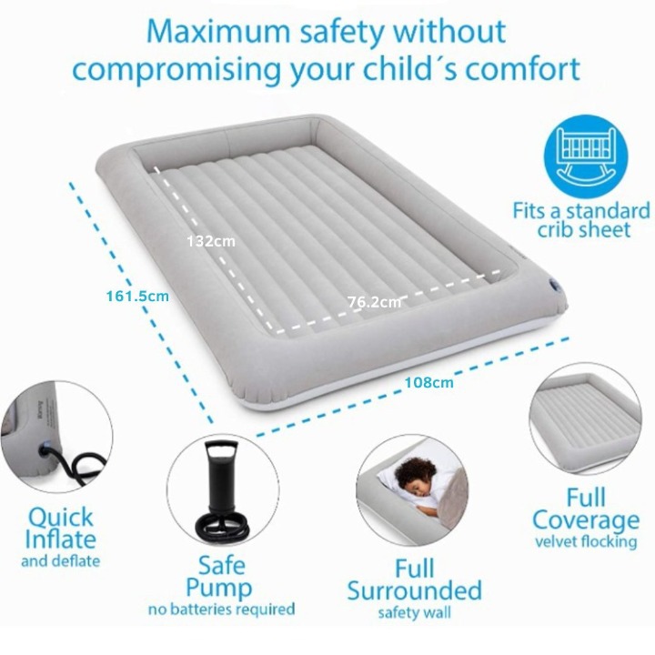 Inflatable Toddler Travel Bed dimensions and specifications