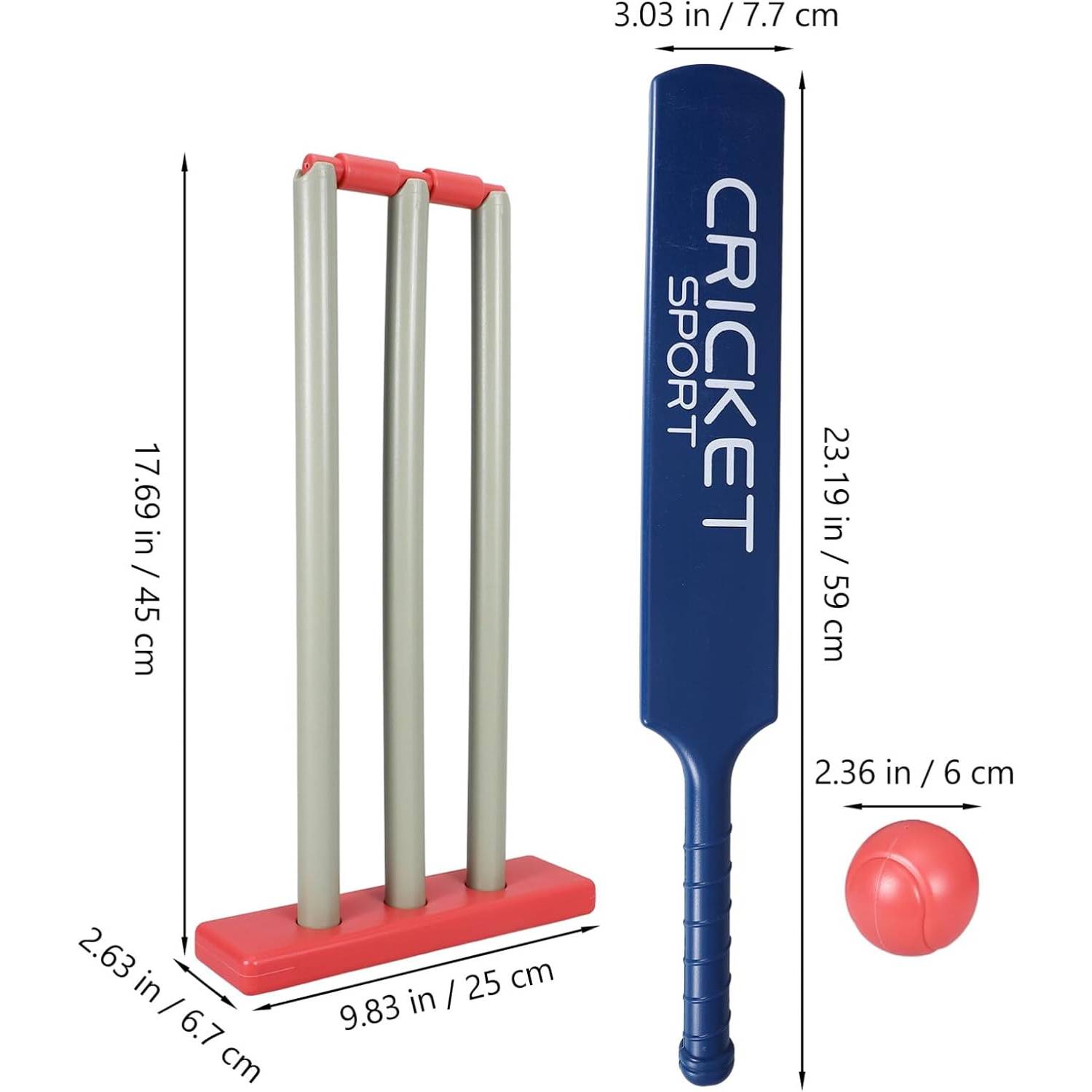 Children's Plastic Cricket Set dimensions and specifications