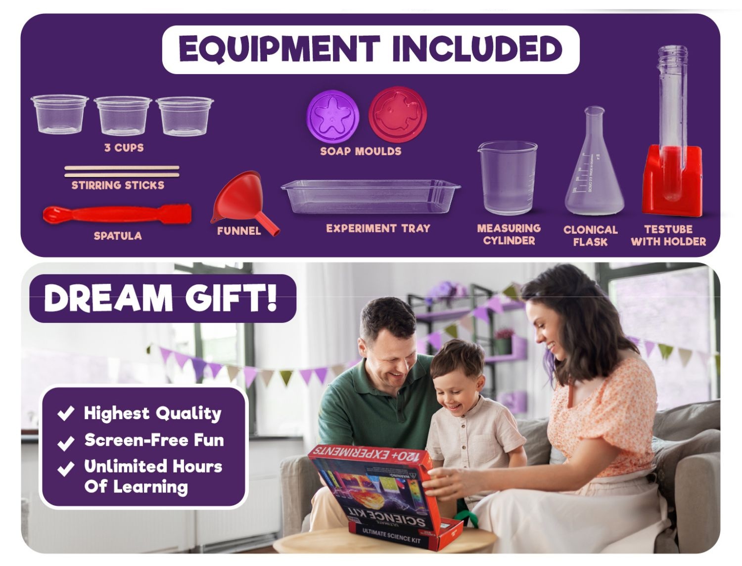 Science Kit for Kids dimensions and specifications