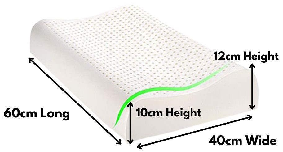 Ergonomic Latex Pillow dimensions and specifications